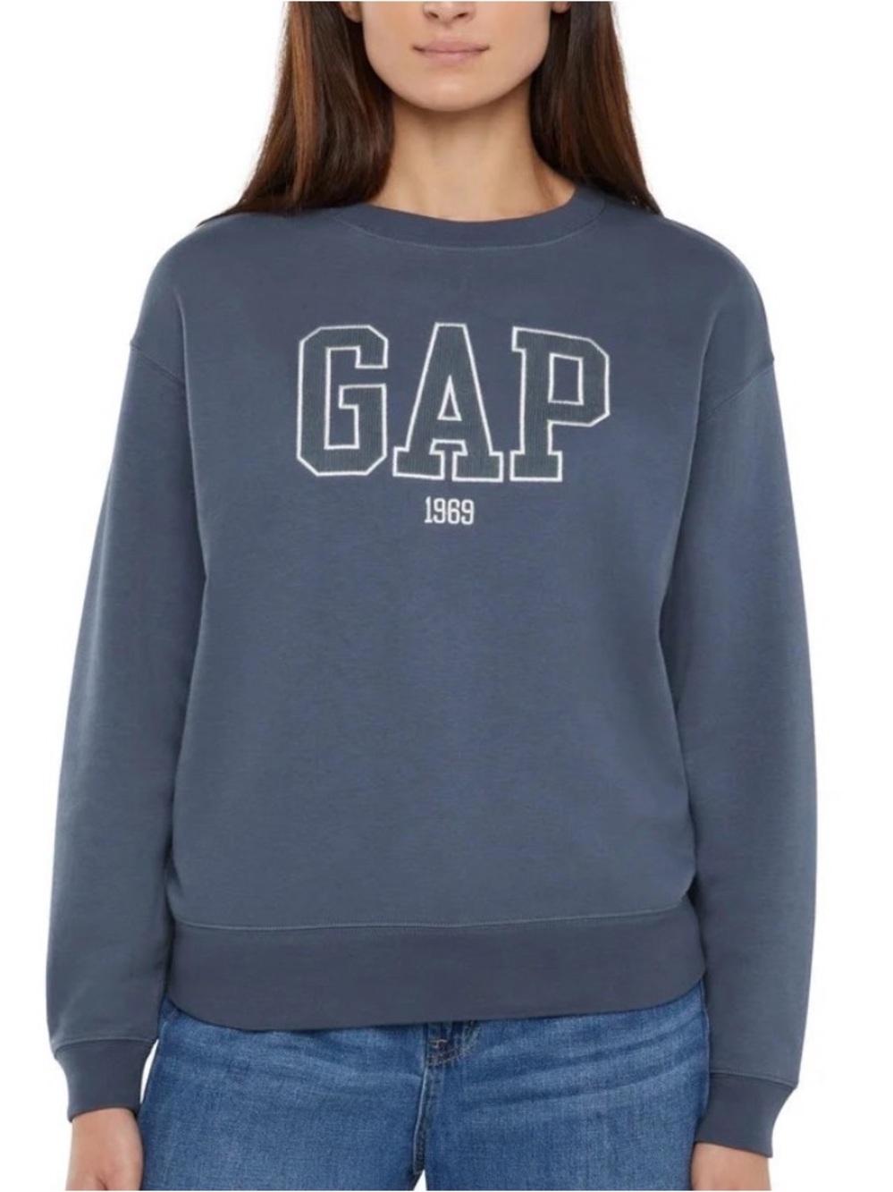 GAP Women's Pullover Sweatshirt in Slate Blue with Logo